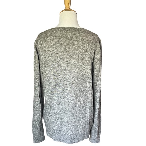 LOFT Gray Crew Neck Sweater with sequin embellishment - Picture 2 of 4